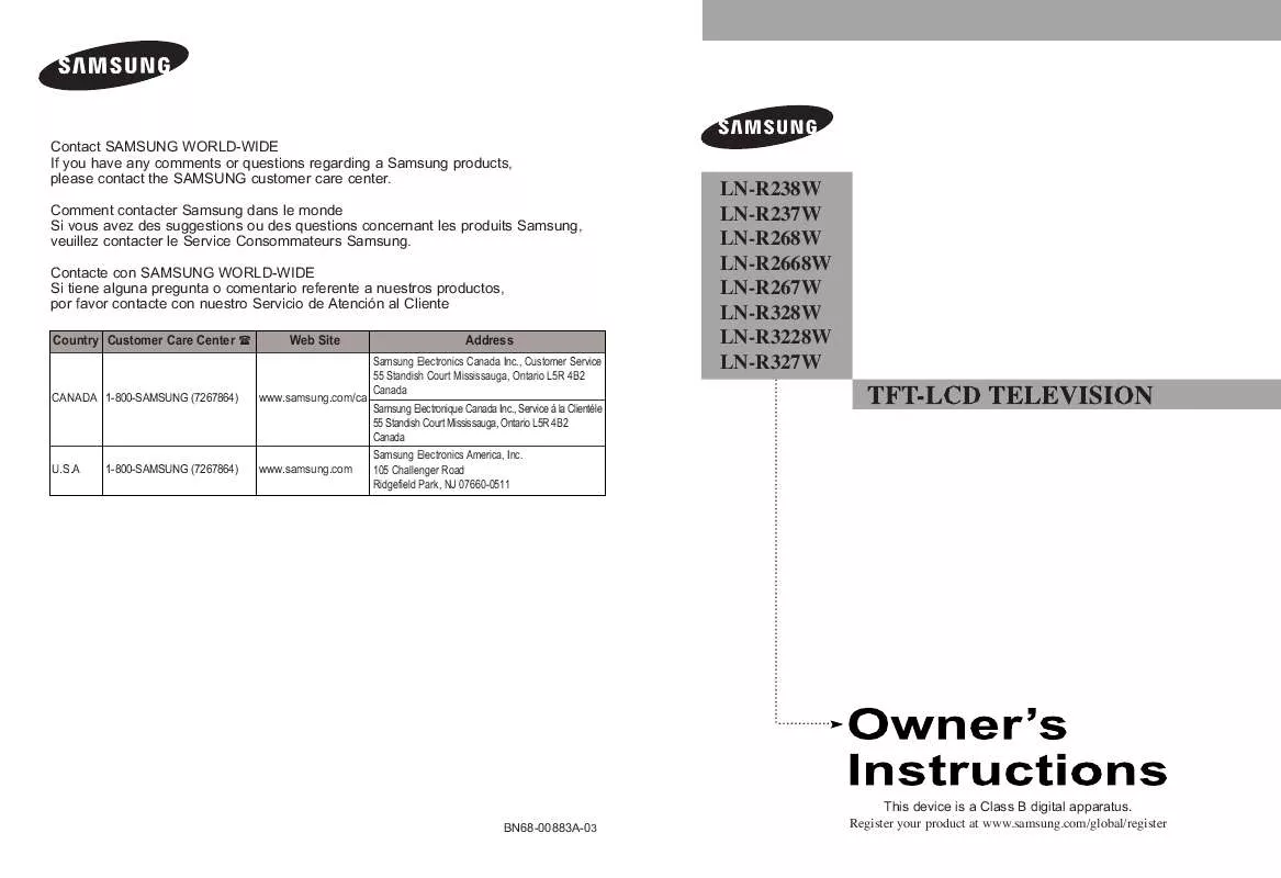 Mode d'emploi SAMSUNG LN-R268W