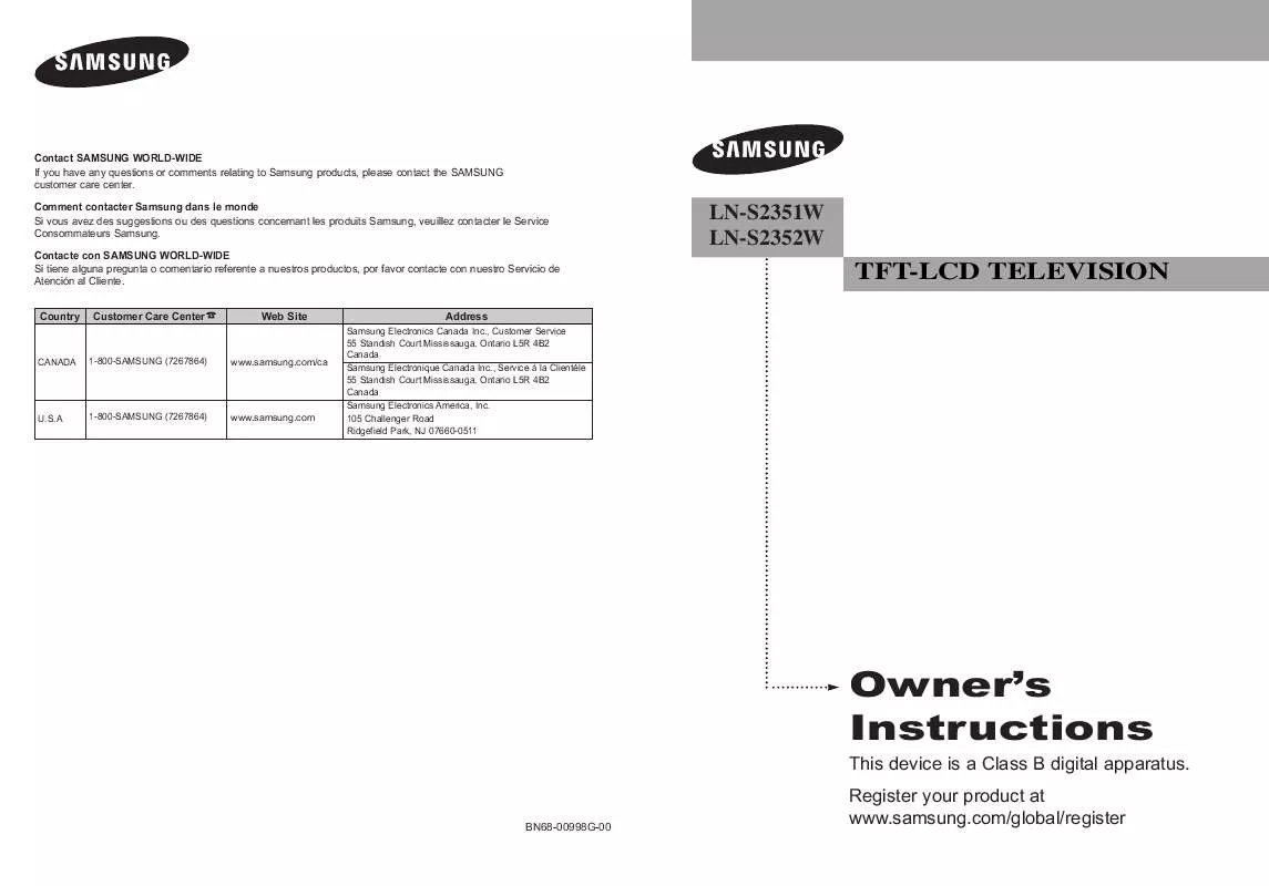 Mode d'emploi SAMSUNG LN-S2351