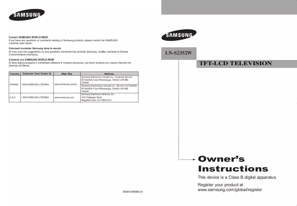 Mode d'emploi SAMSUNG LN-S2352W