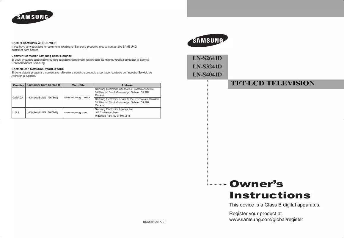 Mode d'emploi SAMSUNG LN-S3241D