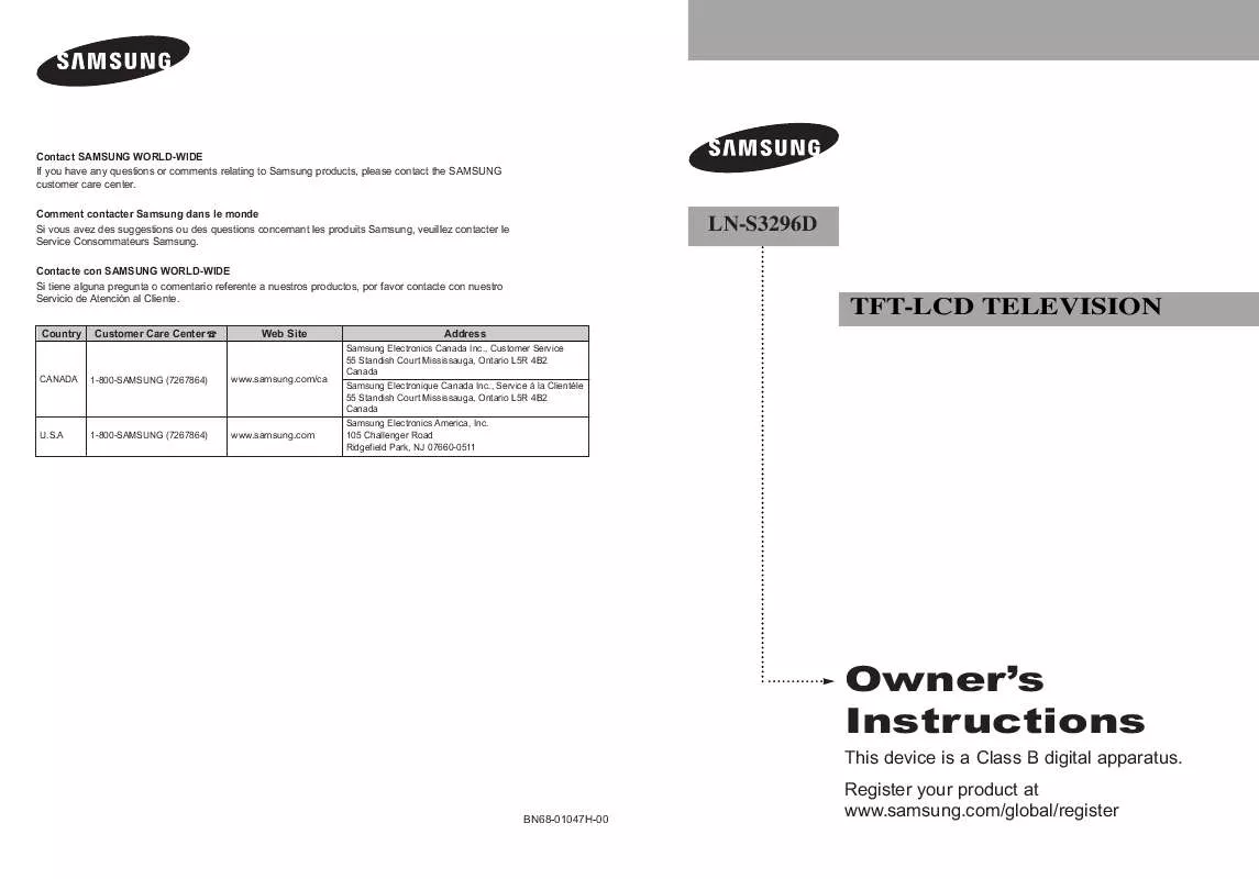 Mode d'emploi SAMSUNG LN-S3296D