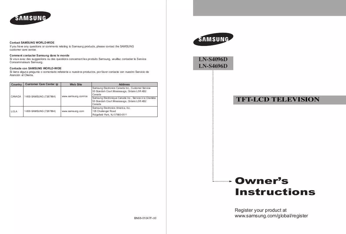 Mode d'emploi SAMSUNG LN-S4096D