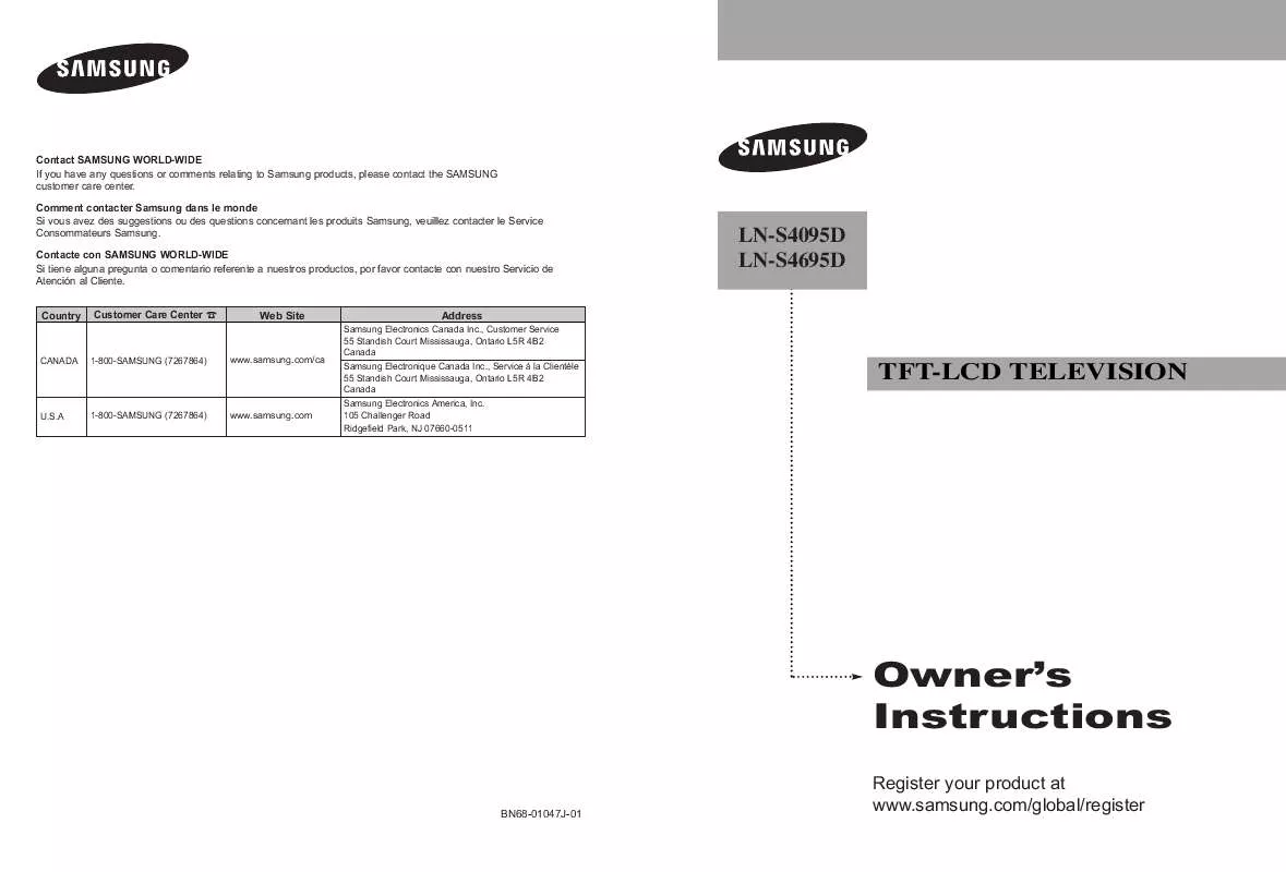 Mode d'emploi SAMSUNG LN-S4695D