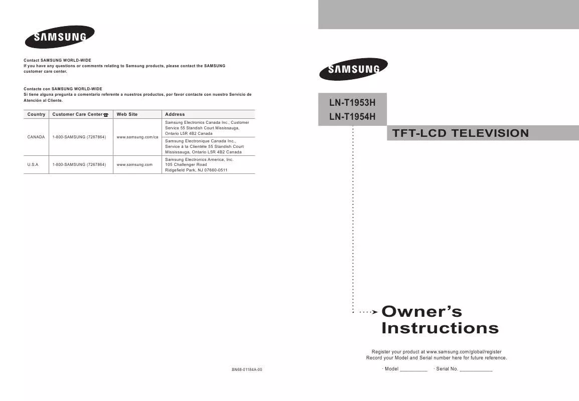 Mode d'emploi SAMSUNG LN-T1953H