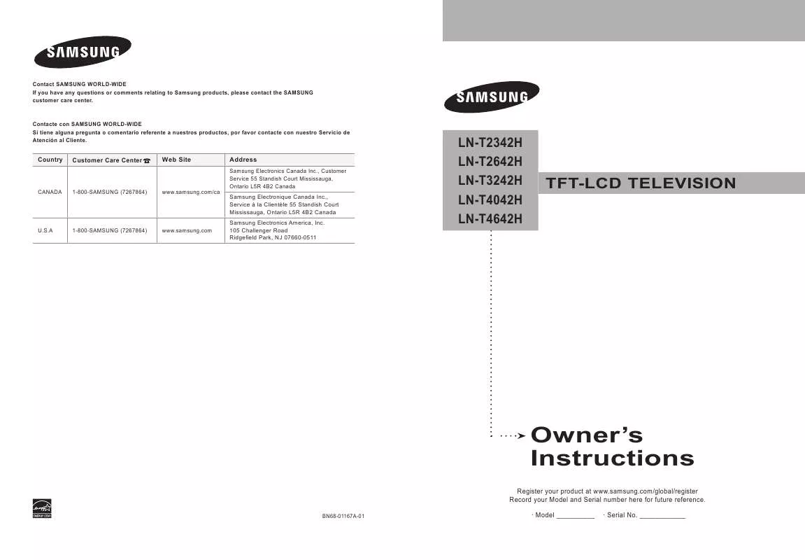 Mode d'emploi SAMSUNG LN-T2642H