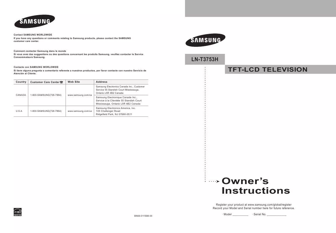 Mode d'emploi SAMSUNG LN-T3753H