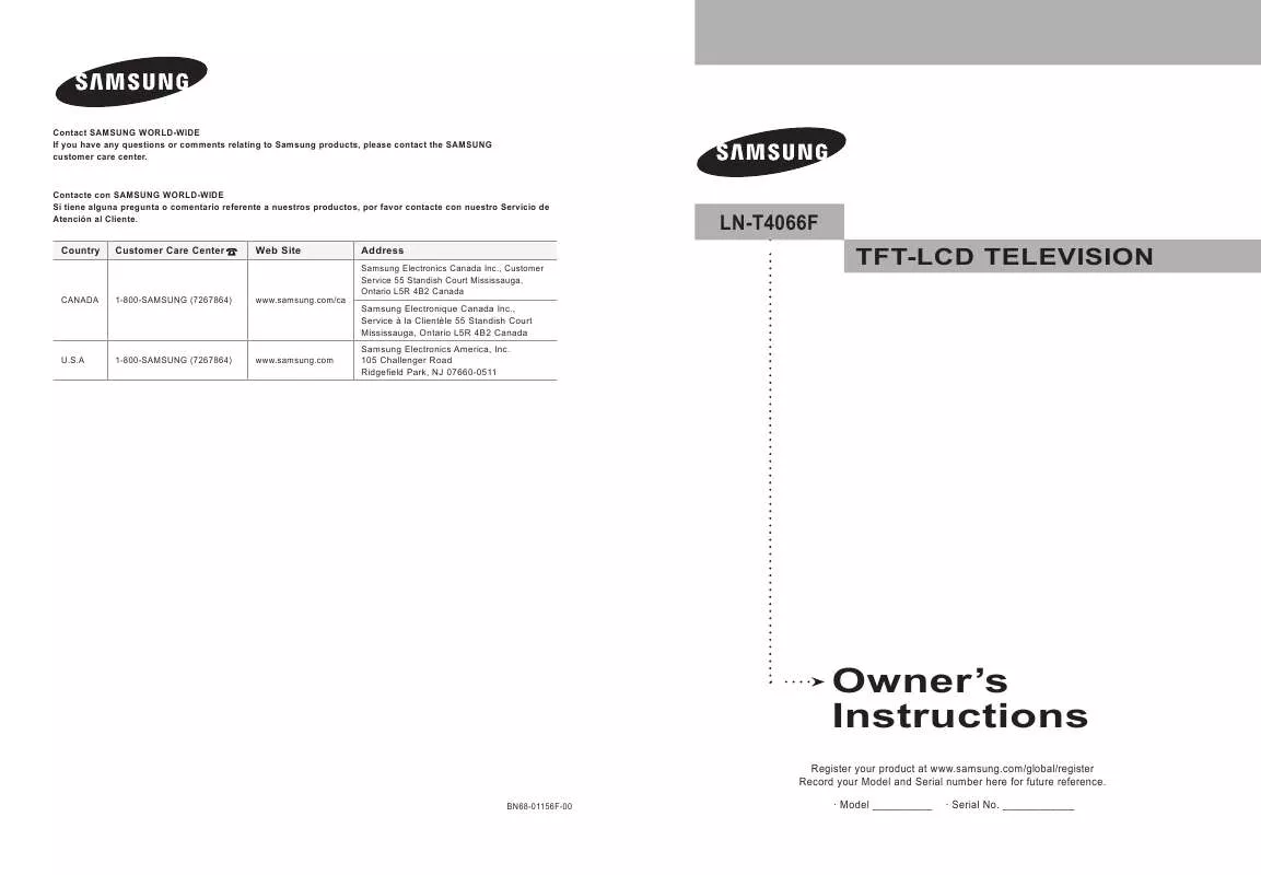 Mode d'emploi SAMSUNG LN-T4066F