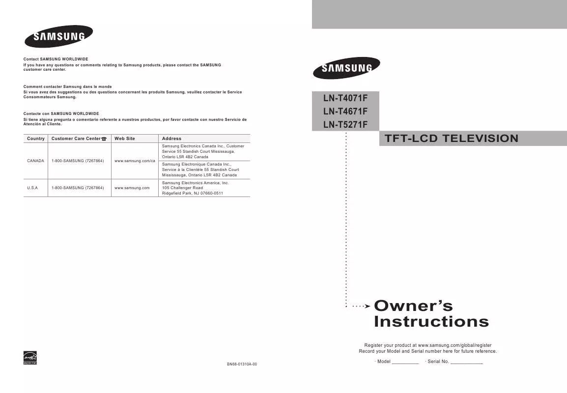 Mode d'emploi SAMSUNG LN-T4071F