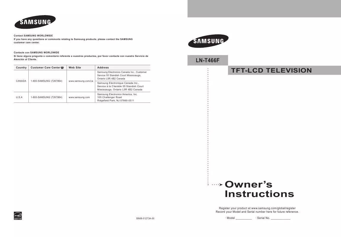 Mode d'emploi SAMSUNG LN-T466F