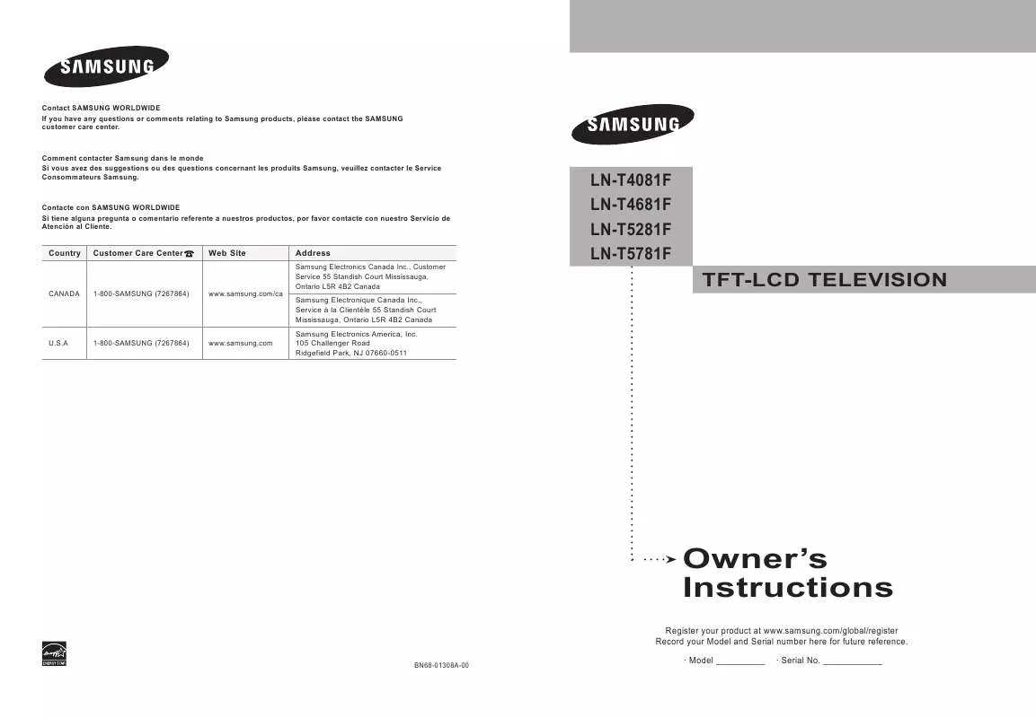 Mode d'emploi SAMSUNG LN-T5281F