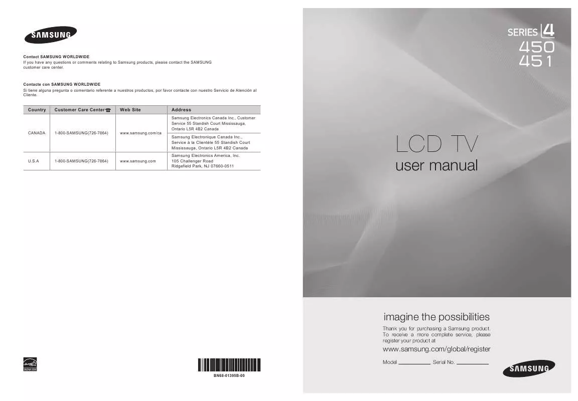 Mode d'emploi SAMSUNG LN19A450CD