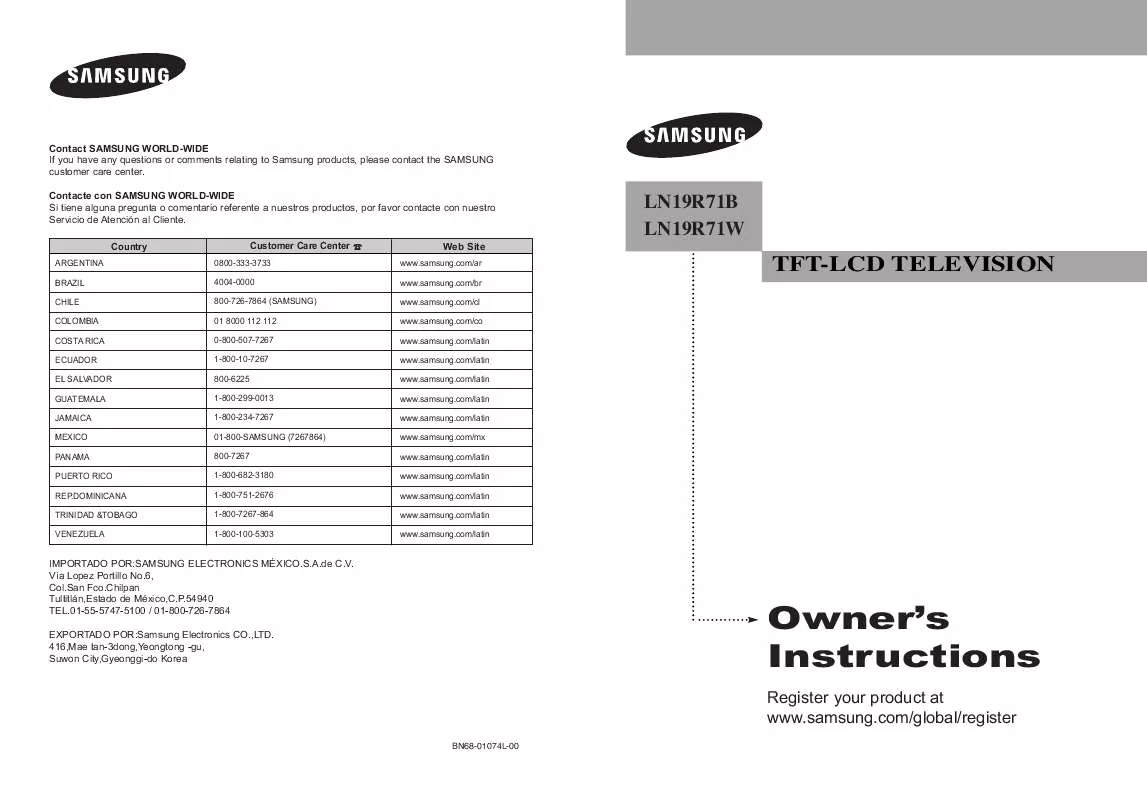 Mode d'emploi SAMSUNG LN19R71B