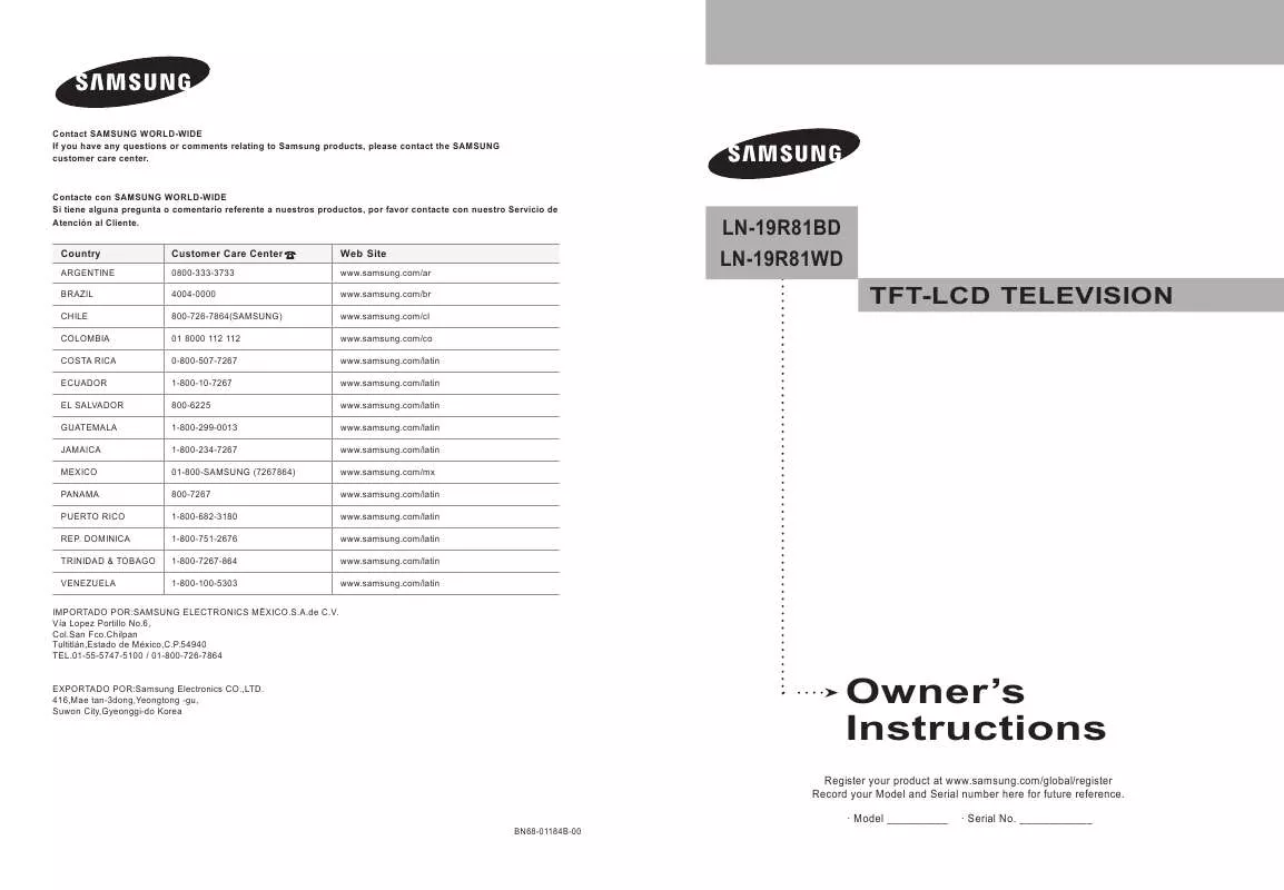 Mode d'emploi SAMSUNG LN19R81B