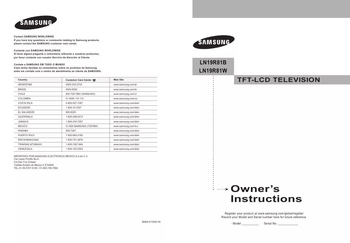 Mode d'emploi SAMSUNG LN19R81W