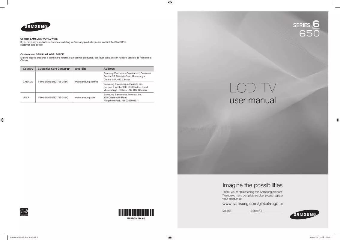 Mode d'emploi SAMSUNG LN32A650