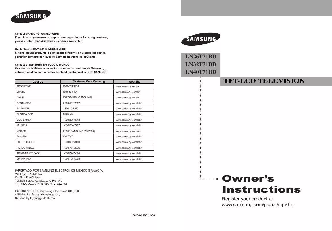 Mode d'emploi SAMSUNG LN32T71BD