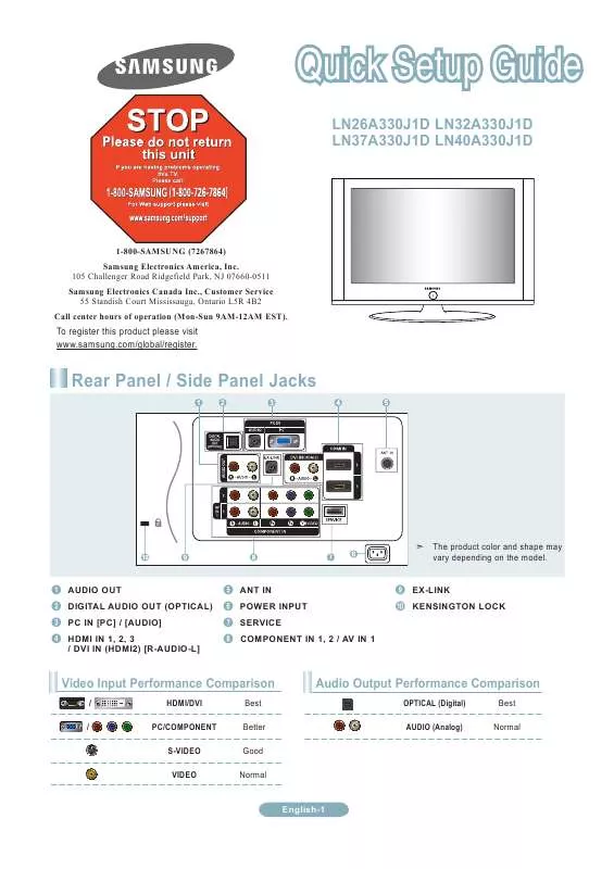 Mode d'emploi SAMSUNG LN37A330J1D