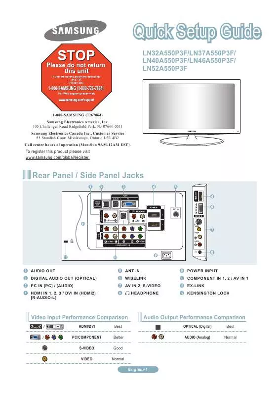 Mode d'emploi SAMSUNG LN40A550P3F