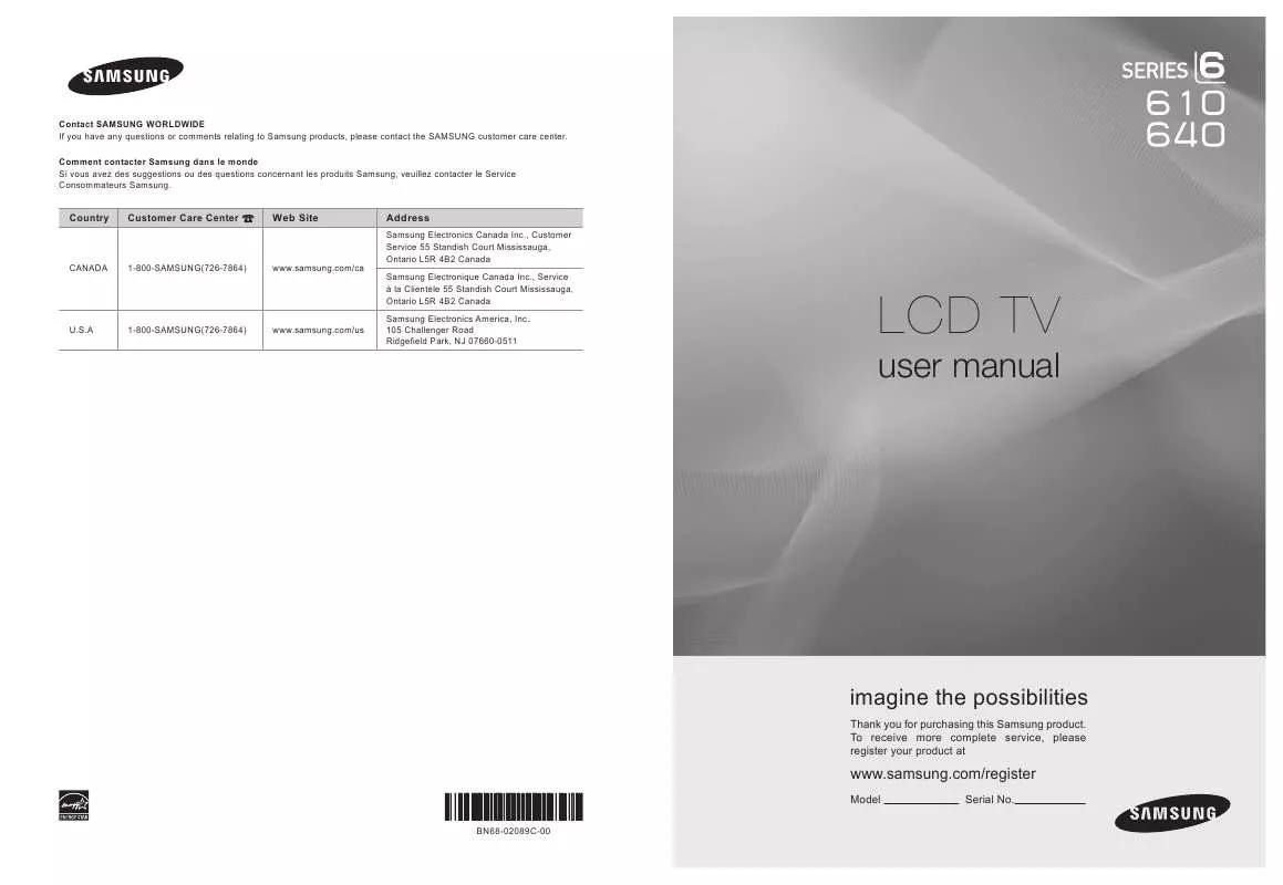 Mode d'emploi SAMSUNG LN40B640R3F