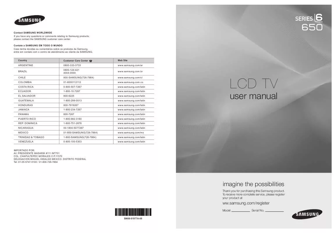 Mode d'emploi SAMSUNG LN40B650T1M