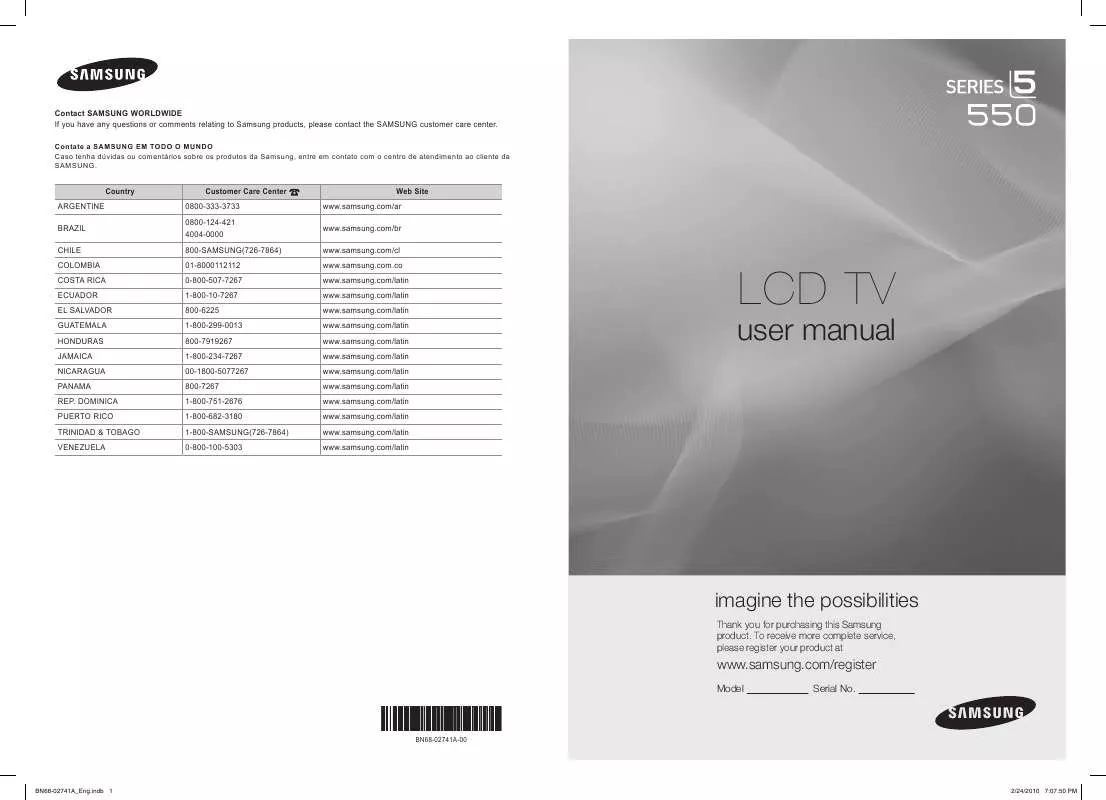 Mode d'emploi SAMSUNG LN40C550J1M