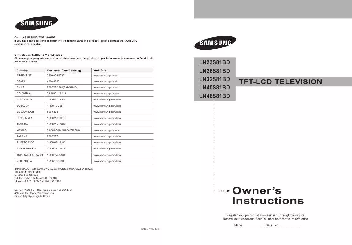 Mode d'emploi SAMSUNG LN40S81BD