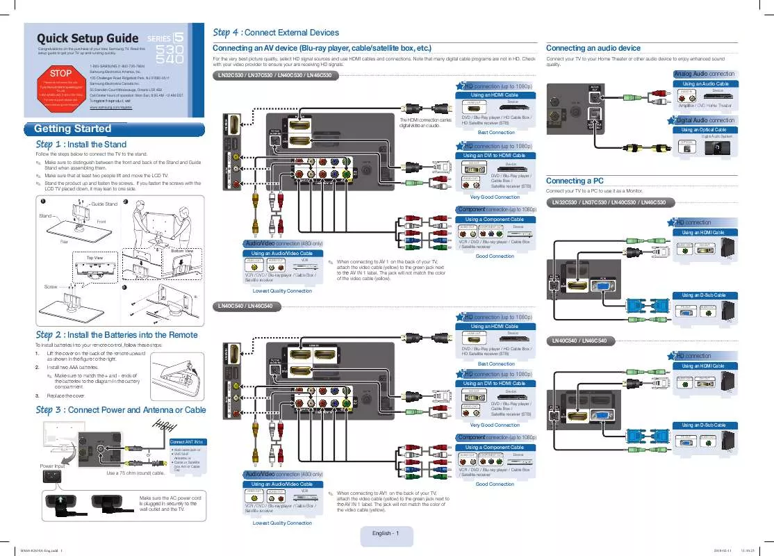 Mode d'emploi SAMSUNG LN46C540F2F