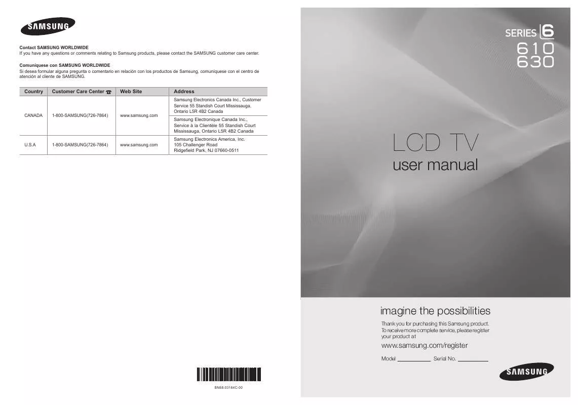 Mode d'emploi SAMSUNG LN46C610N1F