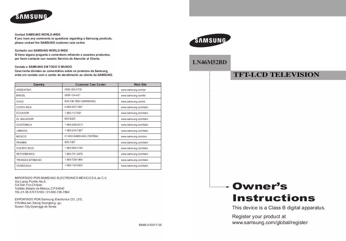 Mode d'emploi SAMSUNG LN46M52BD