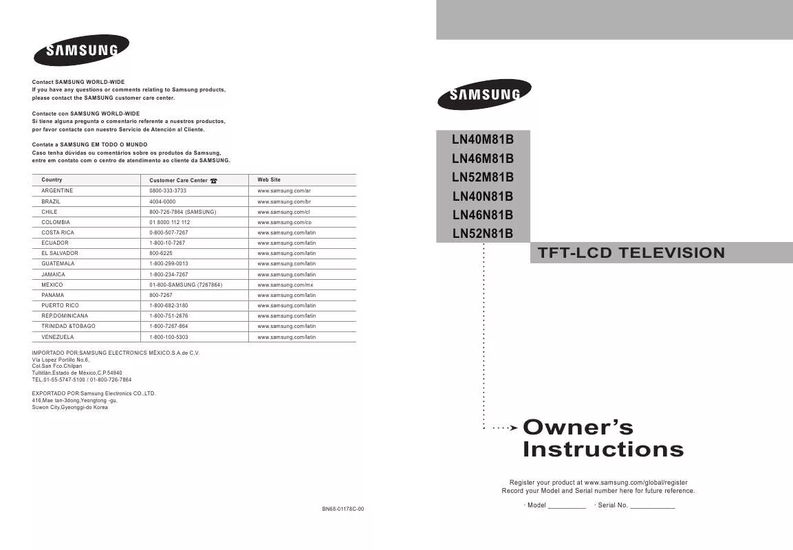 Mode d'emploi SAMSUNG LN46M81B