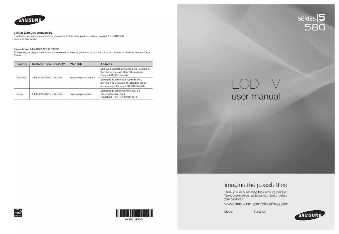 Mode d'emploi SAMSUNG LN52A580P6F