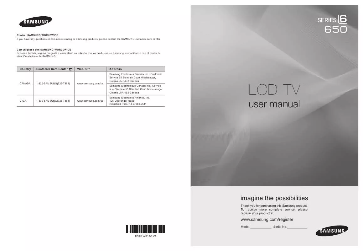 Mode d'emploi SAMSUNG LN65B650X1F