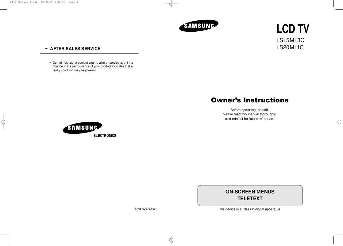 Mode d'emploi SAMSUNG LS15M13C