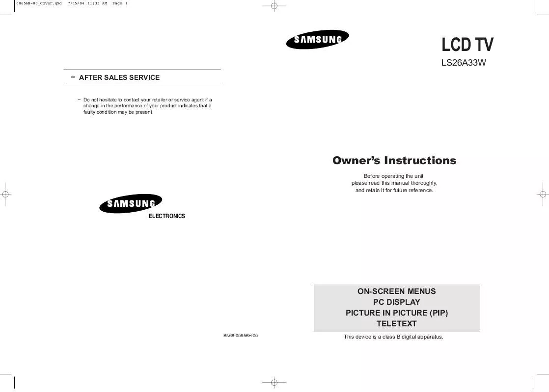 Mode d'emploi SAMSUNG LS26A33W