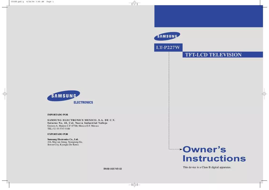 Mode d'emploi SAMSUNG LT-P227W