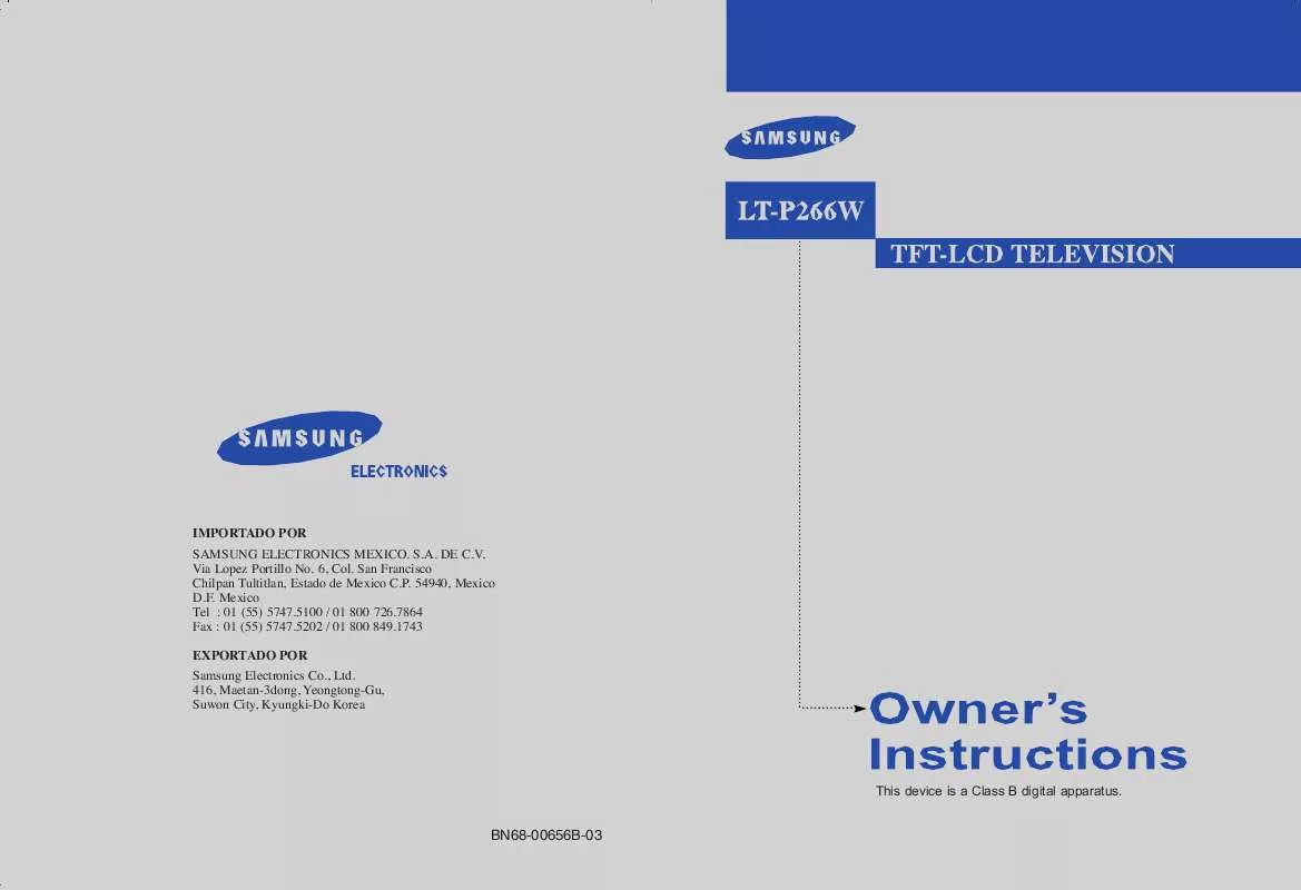 Mode d'emploi SAMSUNG LT-P266W