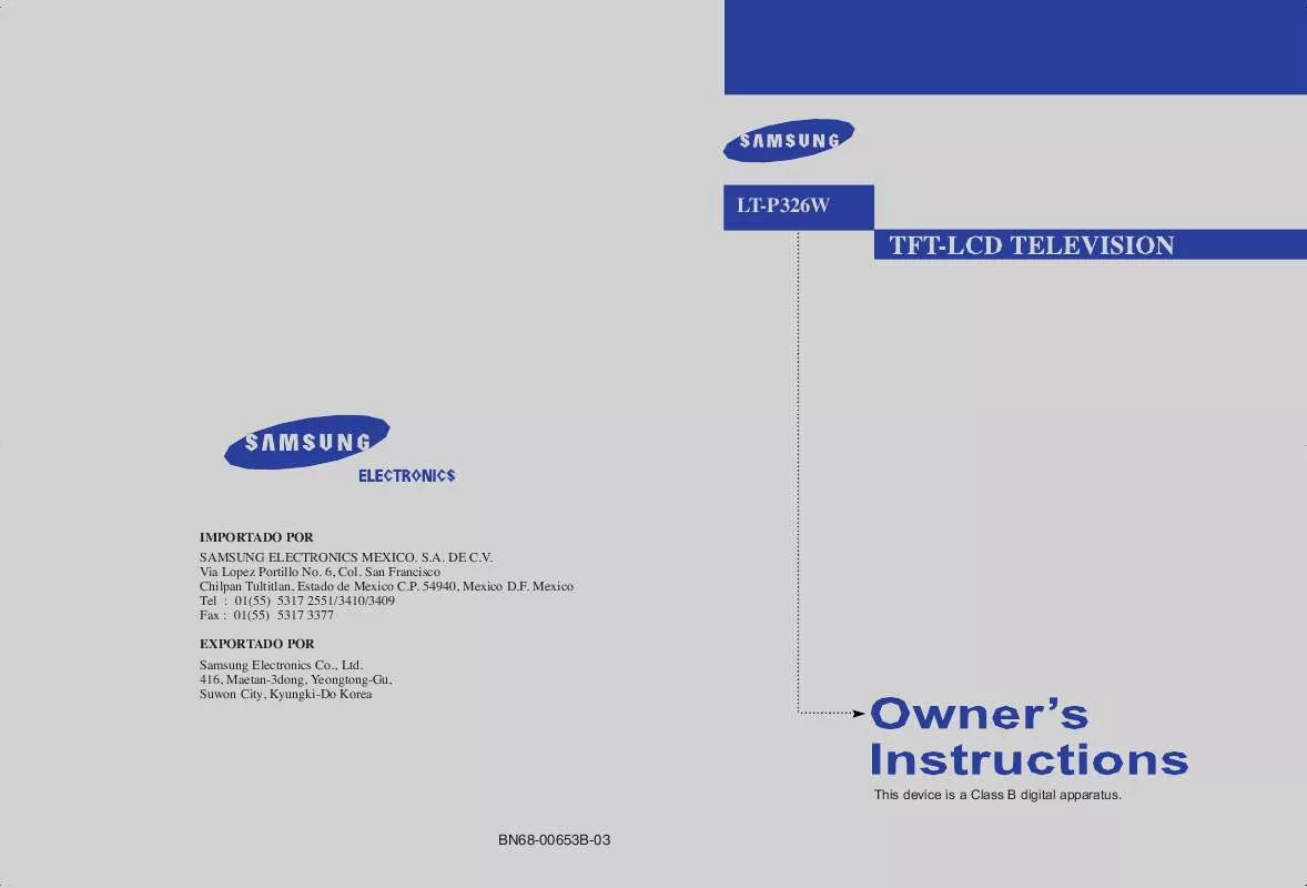 Mode d'emploi SAMSUNG LT-P326W