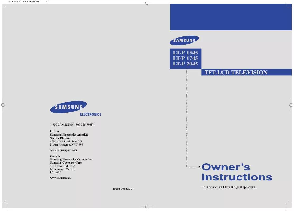 Mode d'emploi SAMSUNG LTP1545