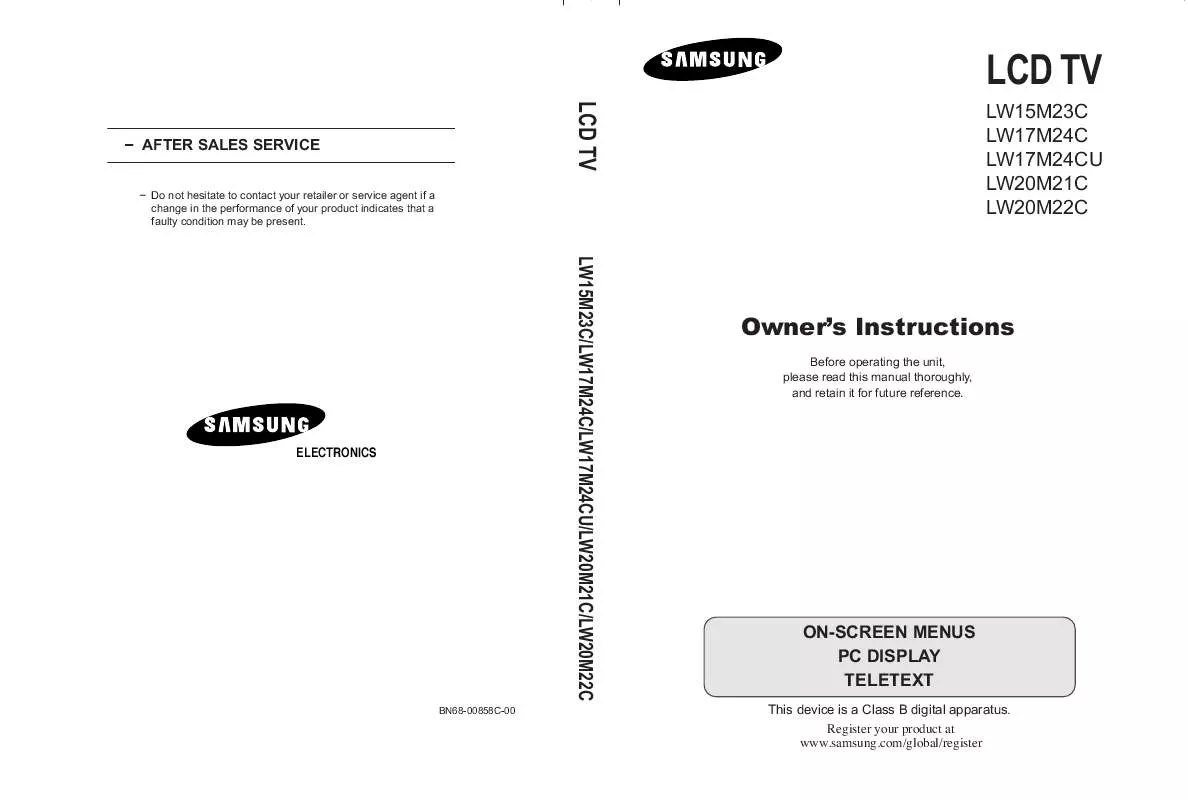 Mode d'emploi SAMSUNG LW17M24CU