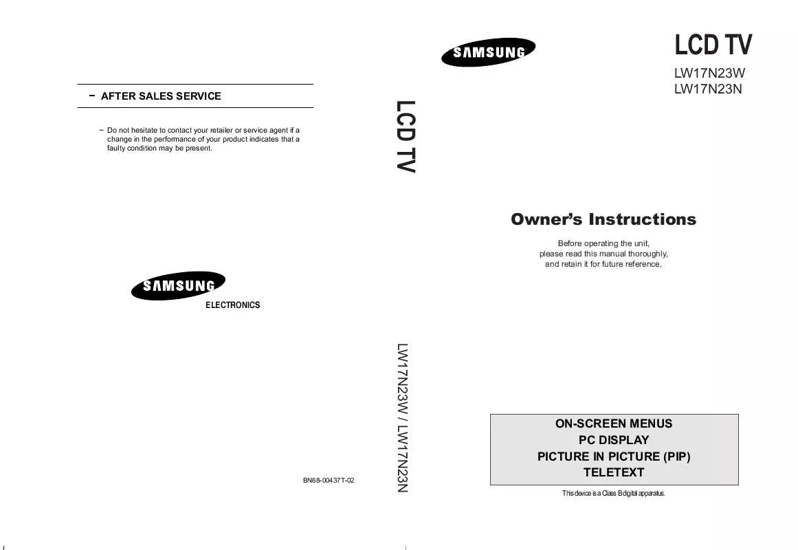 Mode d'emploi SAMSUNG LW17N23N