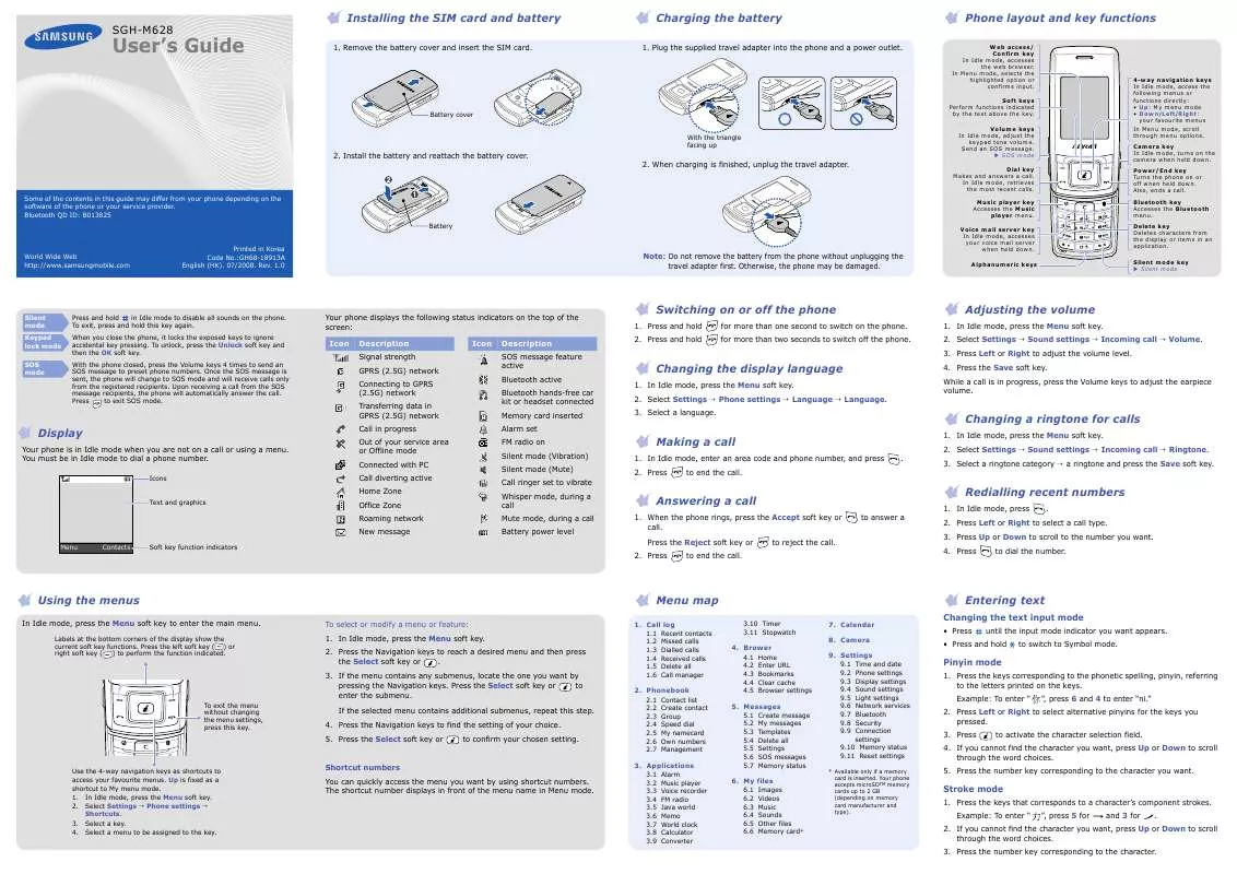 Mode d'emploi SAMSUNG M628