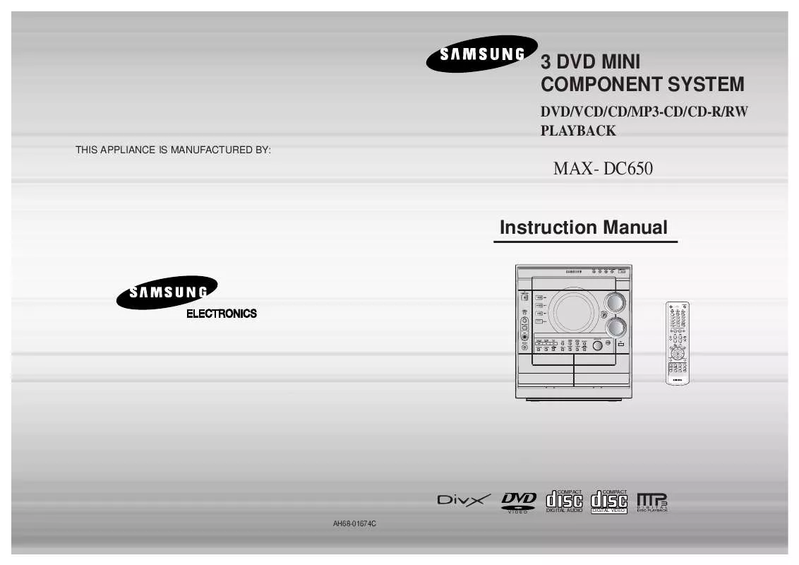 Mode d'emploi SAMSUNG MAX-DC650