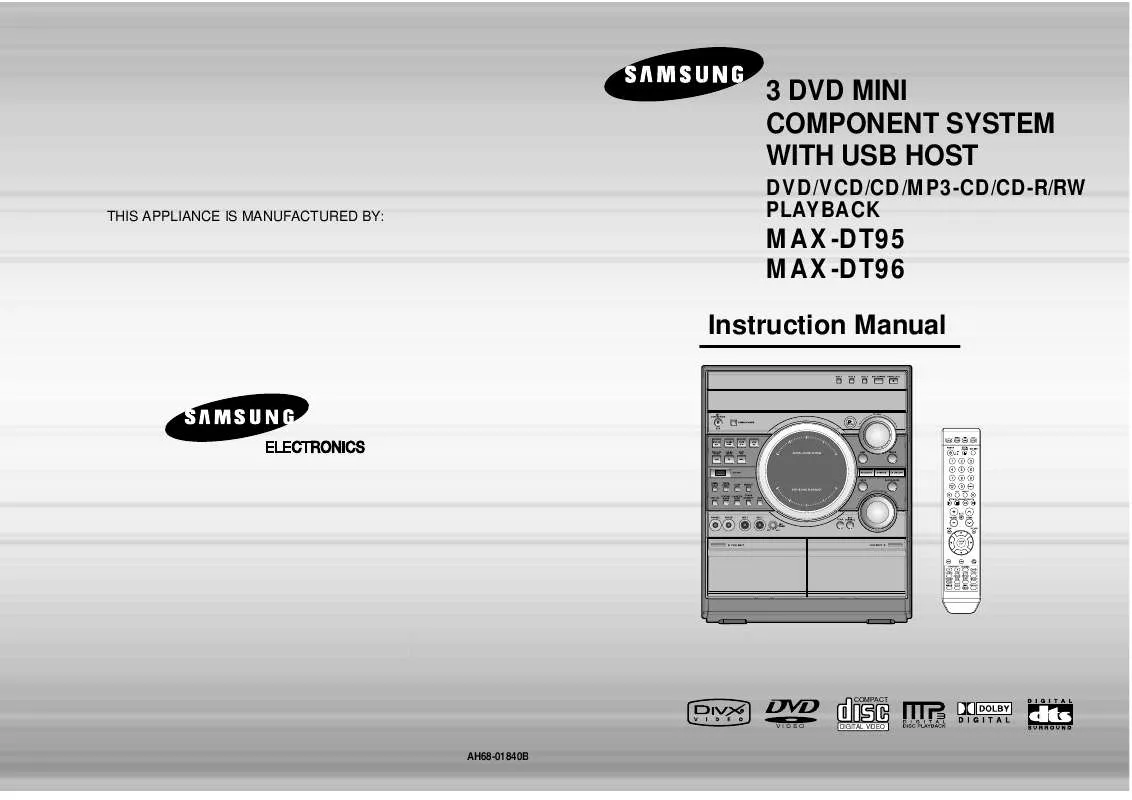 Mode d'emploi SAMSUNG MAX-DT95