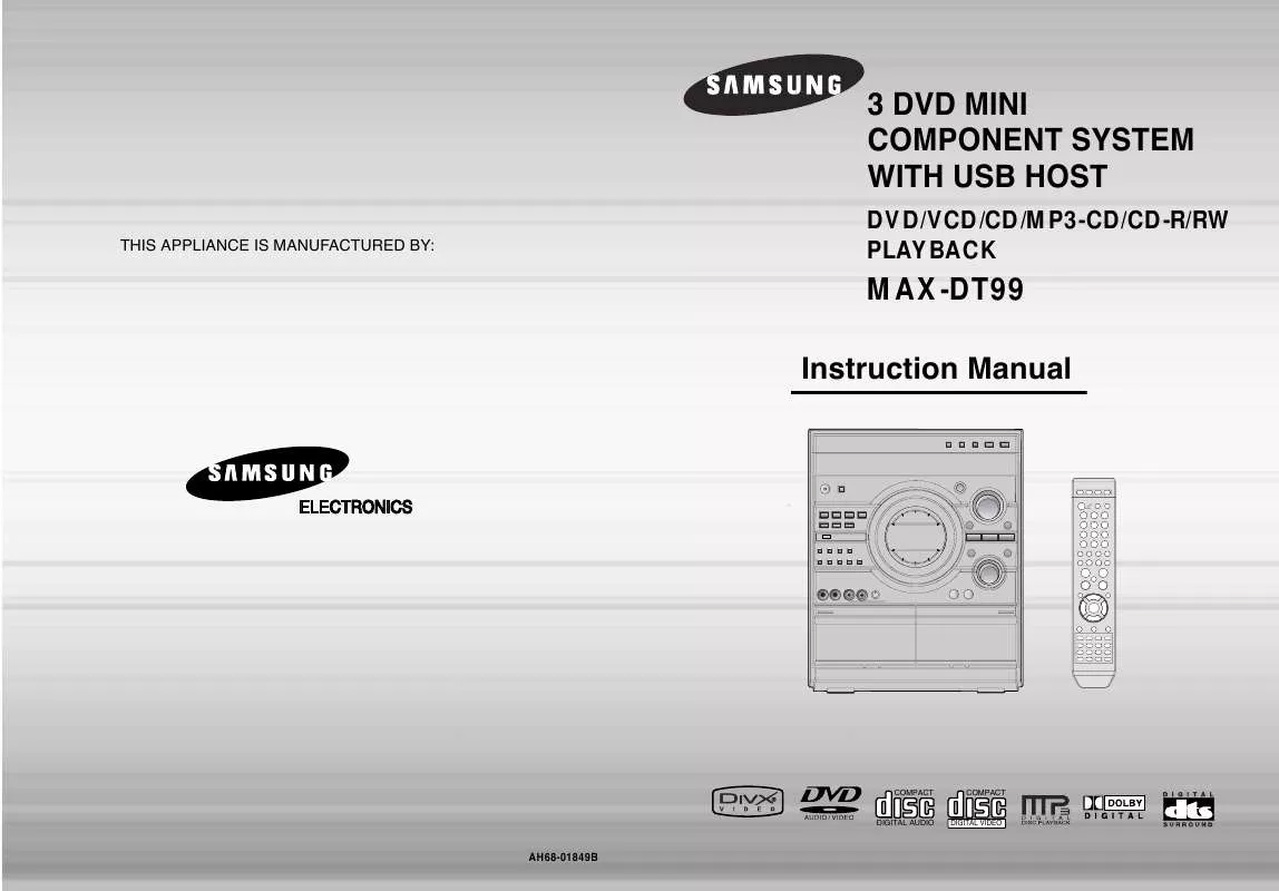 Mode d'emploi SAMSUNG MAX-DT99