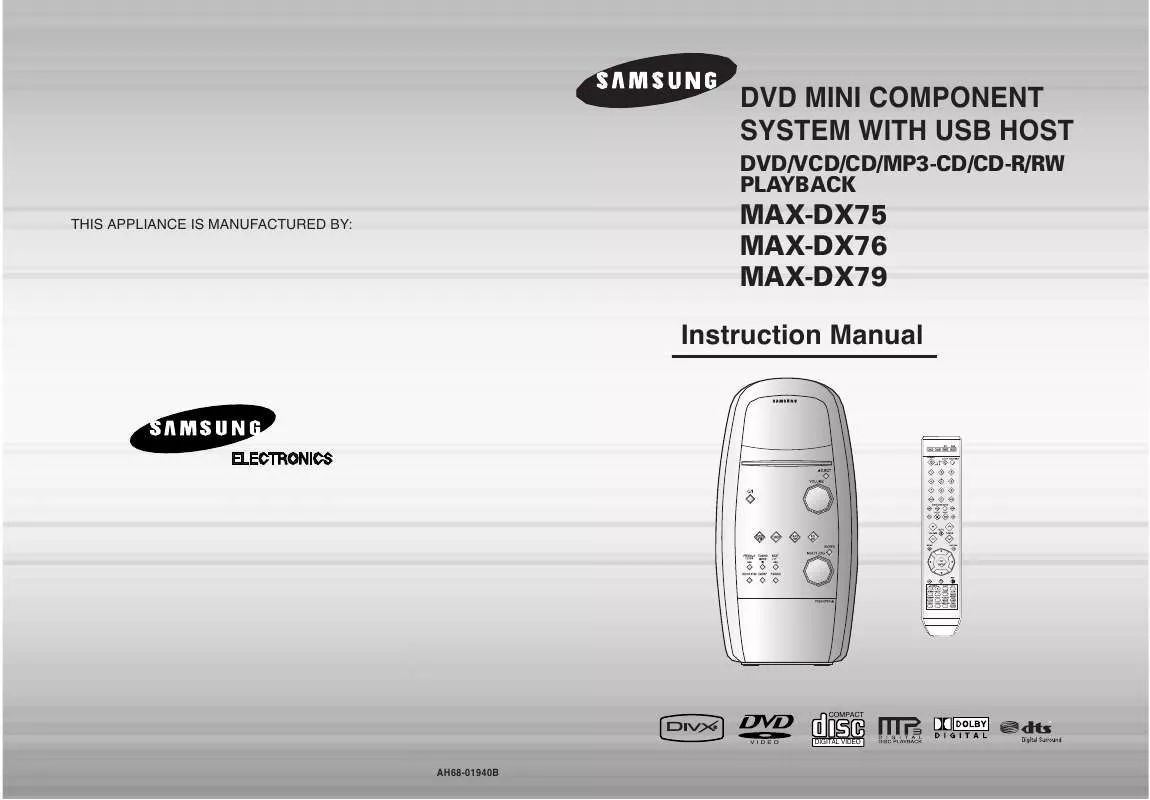 Mode d'emploi SAMSUNG MAX-DX75