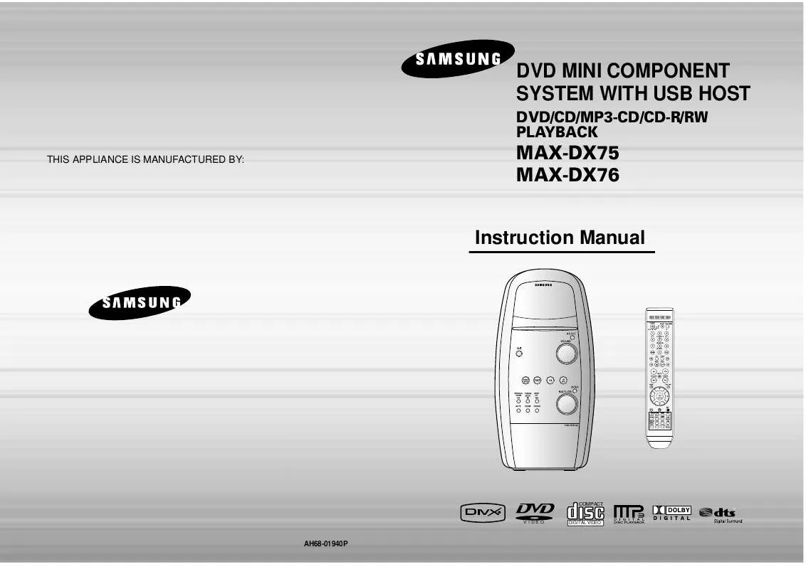 Mode d'emploi SAMSUNG MAX-DX76R