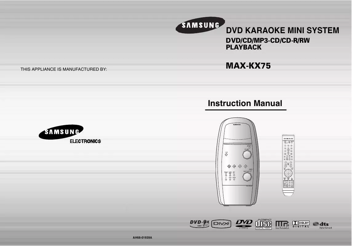 Mode d'emploi SAMSUNG MAX-KX75