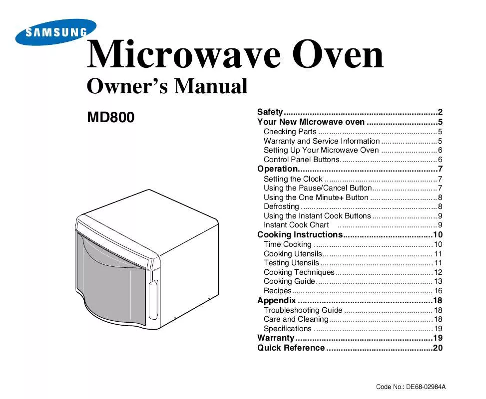 Mode d'emploi SAMSUNG MD800