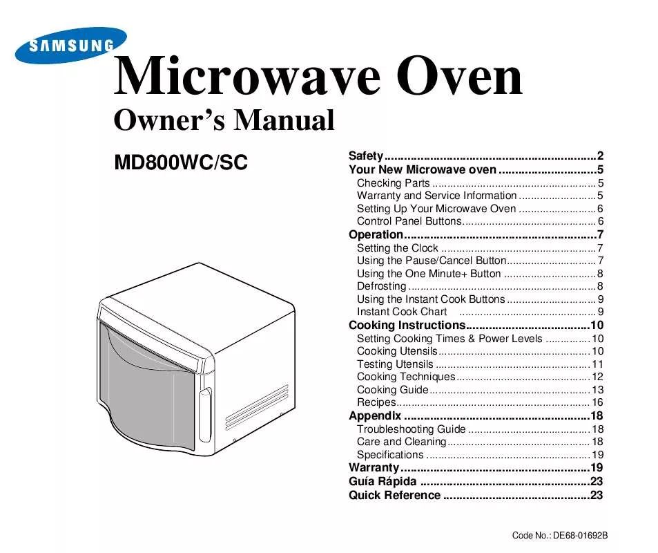 Mode d'emploi SAMSUNG MD800SC