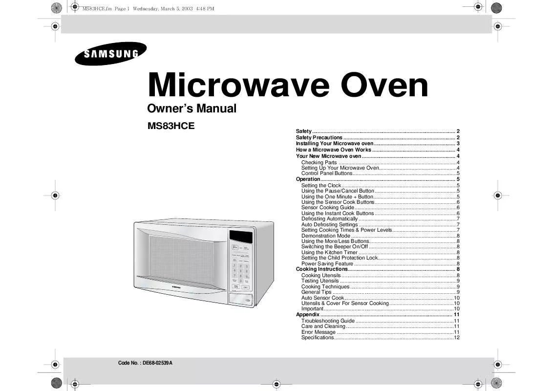 Mode d'emploi SAMSUNG MS83HCE-S